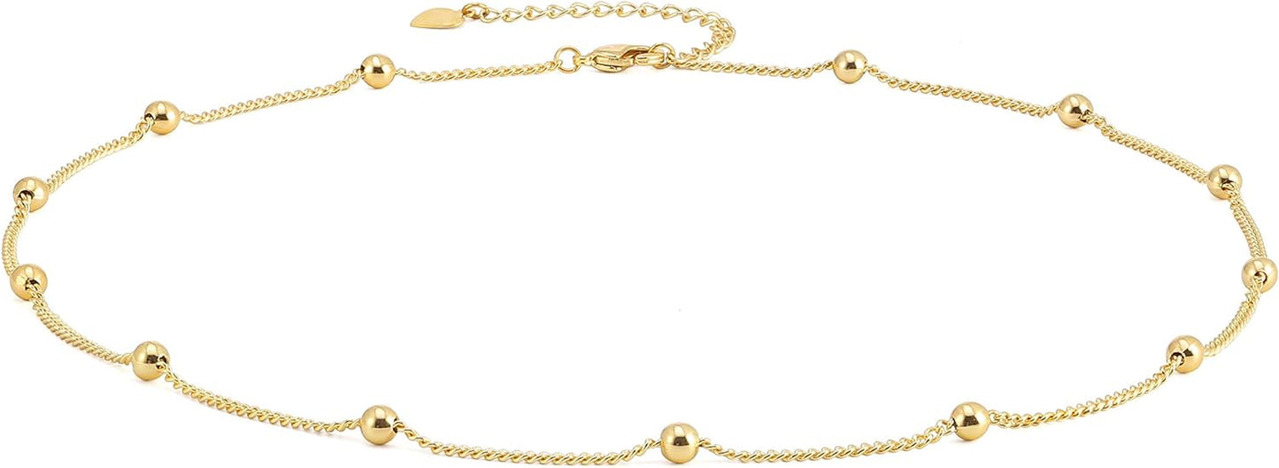 18K Gold Plated Paperclip Chain Choker Satellite Chain Freshwater Cultured Biwa Pearl Pendant Necklace Dainty Jewelry for Women