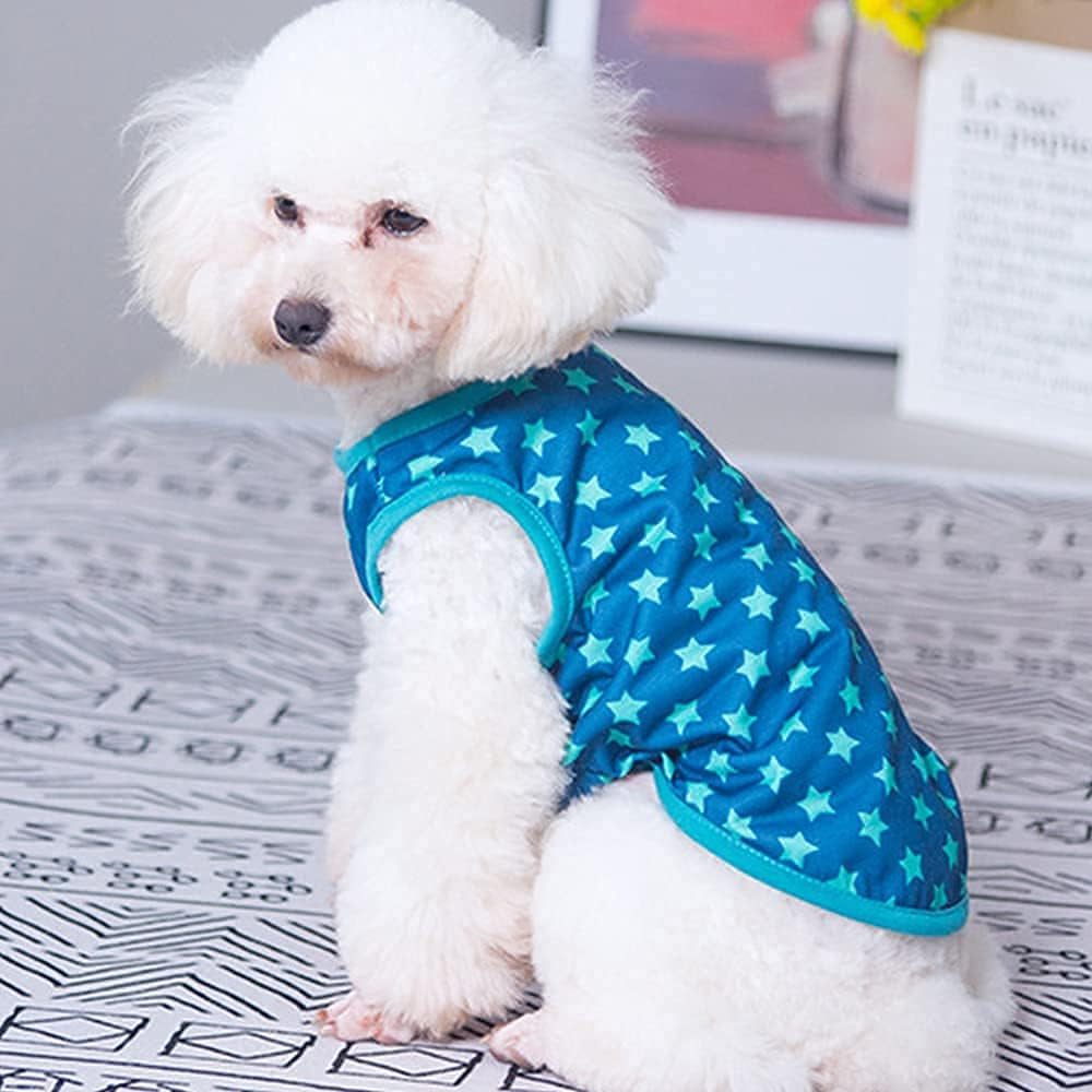 4 Pieces Dog Clothes for Dogs Girl Summer Pet T-Shirts Printed Apparels Puppy Outfits Cute Pattern for Small to Large Cat Dog (Star, X-Small)